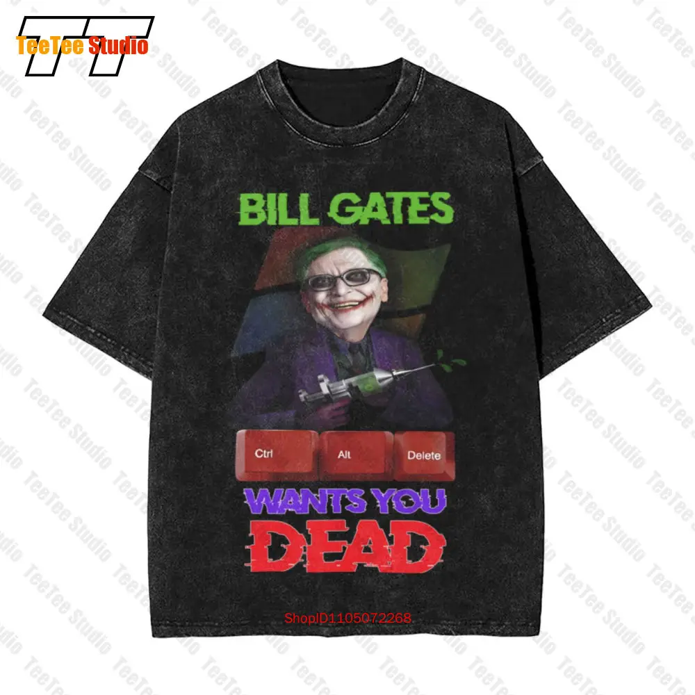 Camiseta Vintage de gran tamaño para hombre, vacunas, Bill Gates, esclavitud, despertar hasta la mentira, S978