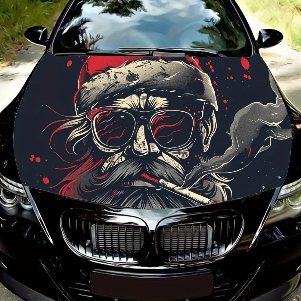 

Rebel - Cool Santa Pattern Car hood stickers, waterproof self-adhesive car vinyl stickers, car decoration protection stickers, c