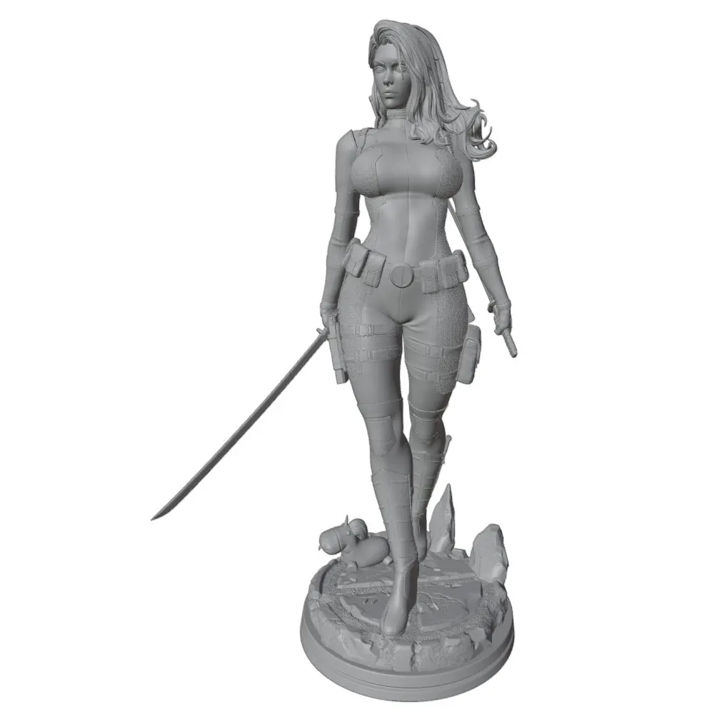 1/24 7.5cm Desktop Decoration - Sensual Martial Arts Coach Holding Swords - Female Warrior - NSFW - Unassembled - Uncolored
