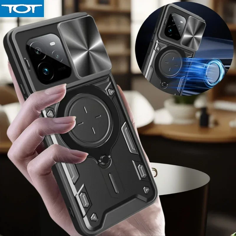 

Для Realme GT7 Pro 5G Чехол с раздвижным объективом Камера Броня Чехол для телефона Realme GT 7 Pro GT7Pro 7Pro 5G Магнитный кольцевой держатель Задняя крышка