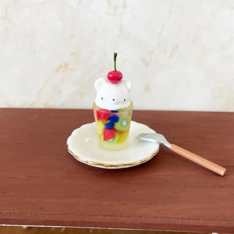 1 Peça Brinquedo Infantil 1:12 1:6 Miniatura Casa de Bonecas Sobremesa Chocolate Urso Fruta Refrigerante Copo Acessórios de Cozinha para Brincadeira de Faz de Conta