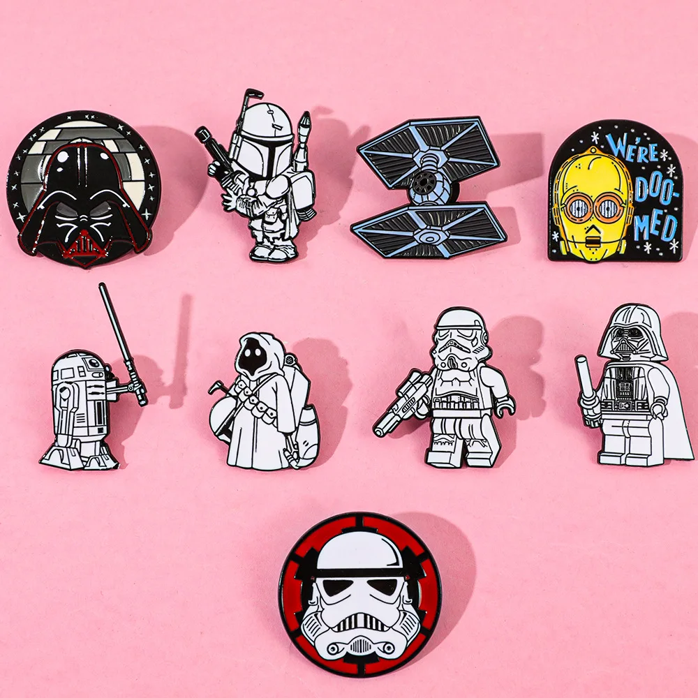 Sci‑Fi Space Warrior Enamel Pins Galaxy Robot Fighter Aircraft Alloy Brooch Badge for Backpack Lapel Jacket Collectible Gift