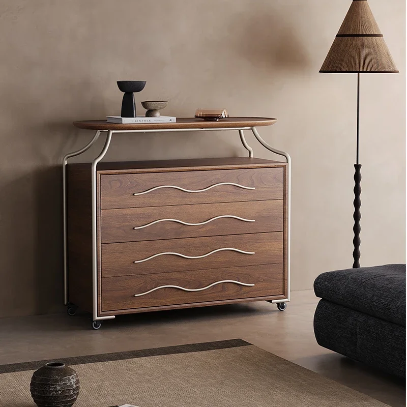 Medieval style living room solid wood four drawers mobile bedroom drawers