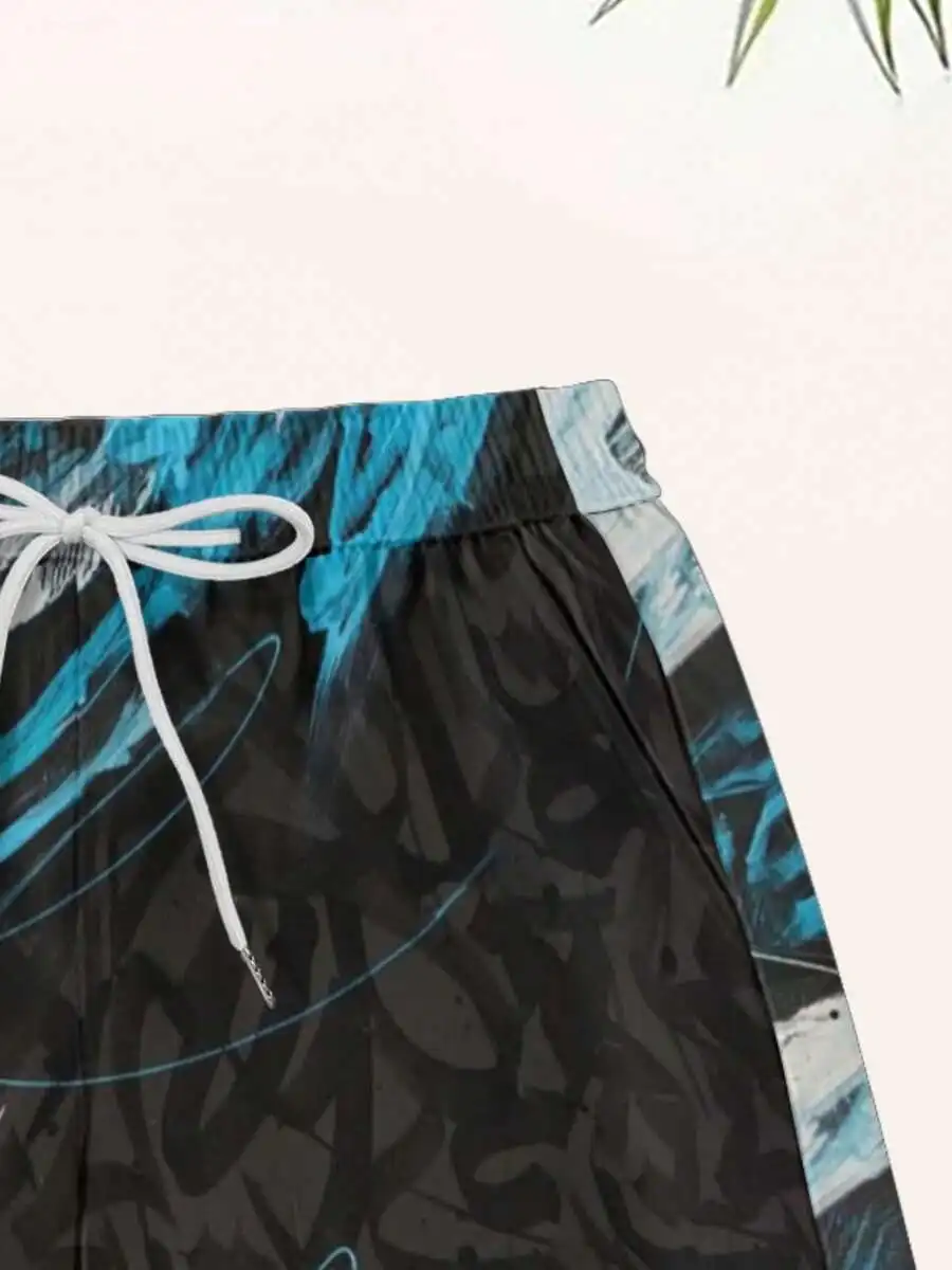 

Mens Loose Beach Shorts Breathable Quick Dry Printed Swim Trunks