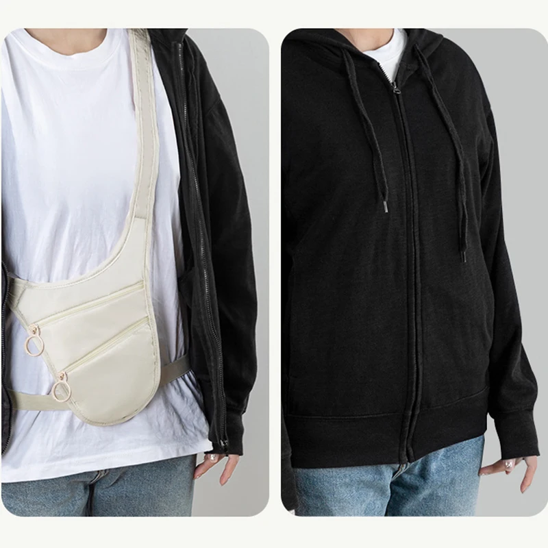 Travel Hidden Passport Cash Phone Zipper Pocket Waist Bag Nylon Invisible Anti-theft Crossbody Bag For Men Women Security Wallet image 4