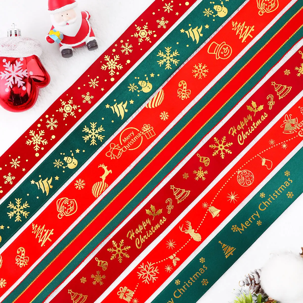 5yards Christmas Ribbon Printed Christmas Polyester Ribbon For Handmade Design Christma Decoration DIY Cake Bouquet Gift Packing