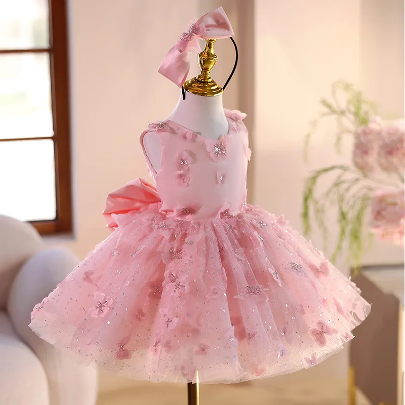 ChildrenpartyLittle Dress Princess Dress Flower Girl Wedding Little Girl Piano Performance Dress Girls Puffy Dress