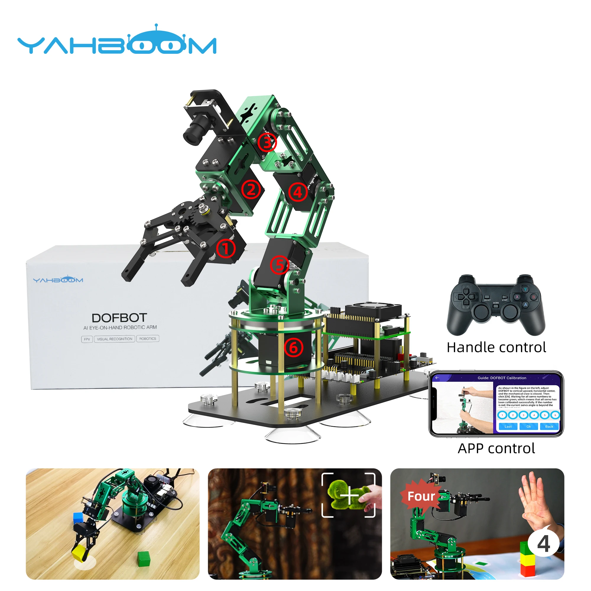 Yahboom DOFBOT AI Vision Robotic Arm Kit ROS Robot for RaspberryPi 5 Adopt Python Programming Object Recognition CE ROHS