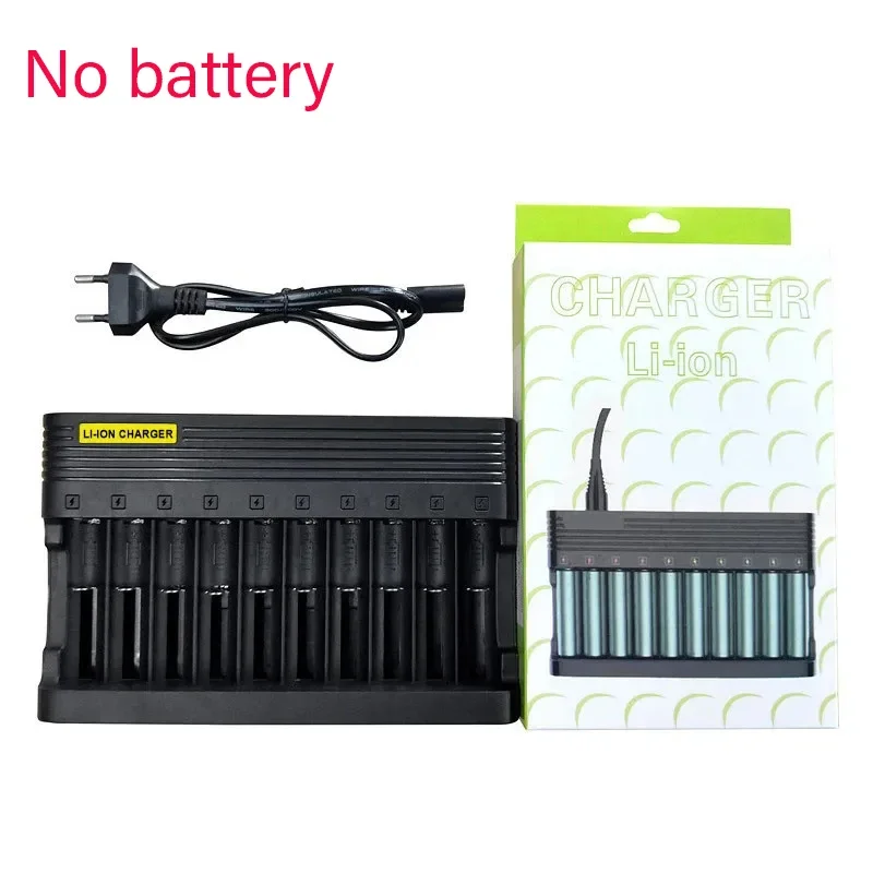 10 Slots EU US Output 18650 Battery Charger for Smart Lithium Charging 14500 16350 18500  Li-ion Rechargeable Battery Charger