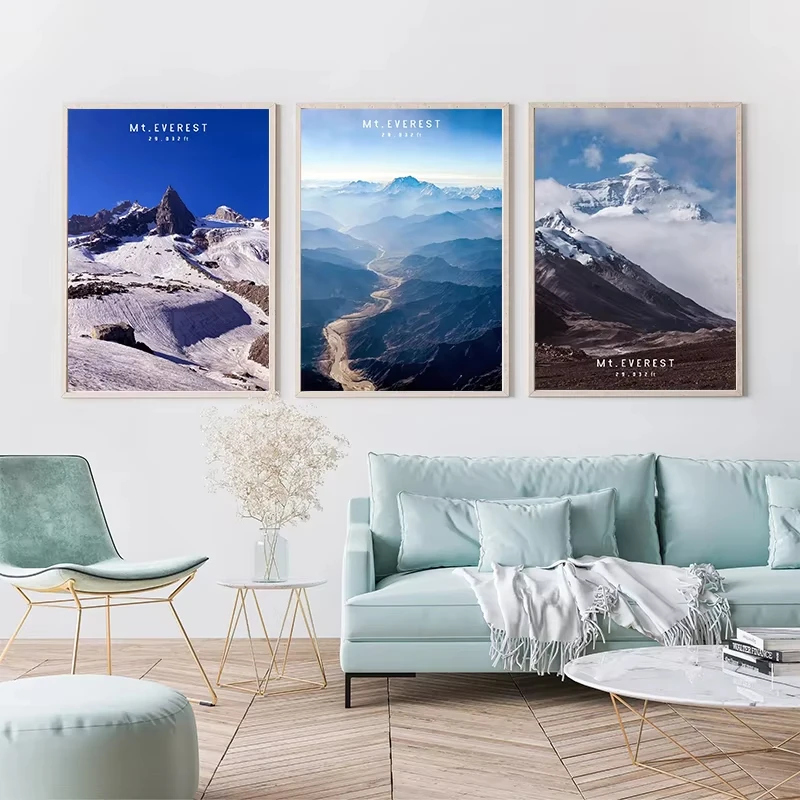 Mount Everest Poster Worlds Tallest Mountain Art Landscape Print Panoramic Canvas Painting Living Room Home Wall Decor Mural