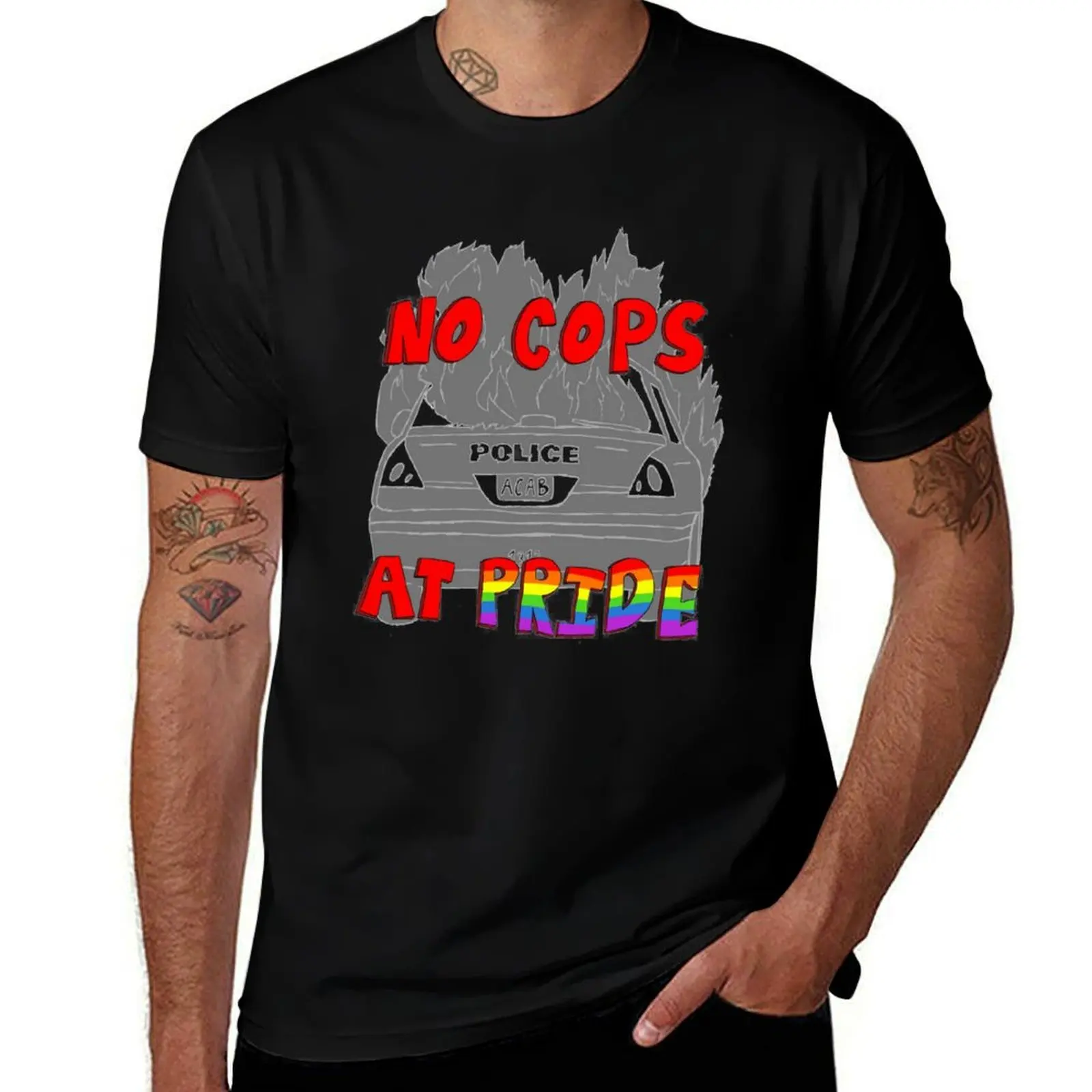

No Cops at Pride T-Shirt man t shirt cotton man t shirt graphic t shirt personalised T-shirt