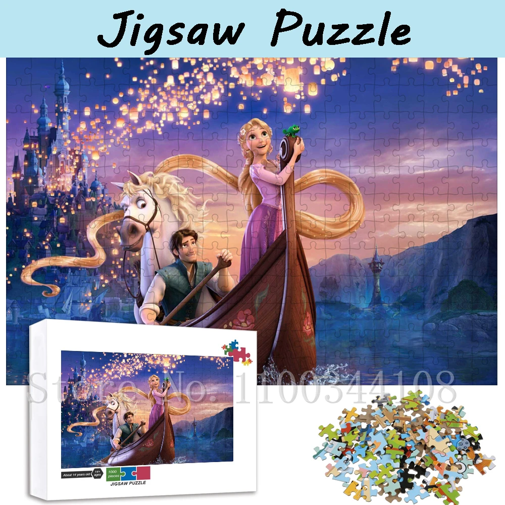 300/500/1000 Pieces Disney Princess Jigsaw Puzzles Rapunzel Animation Puzzles Kids Intelligence Education Toys Girls Gifts