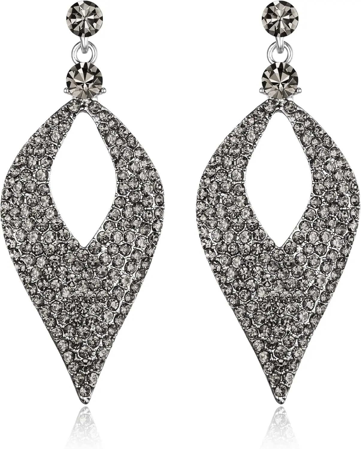 

Womens Bohemian Crystal Leaf Chandelier Dangle Earrings