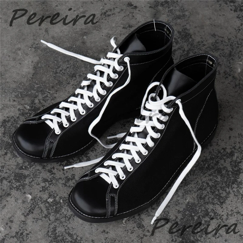 

Men's Retro Leather High Top Shoes Street Style Round Toe Lace Up Western Cowboy Boots Spring Autumn Trendy Outdoor Short Boots