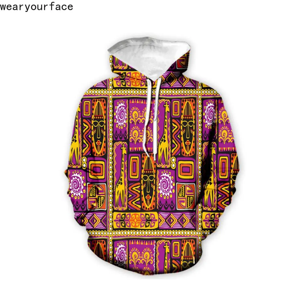 

Totem Face Colors Hoodies 3D All Over Printed Crewneck Sweatshirts Pocket Hoody Sports Casual Streetwear Men Unisex Clothing