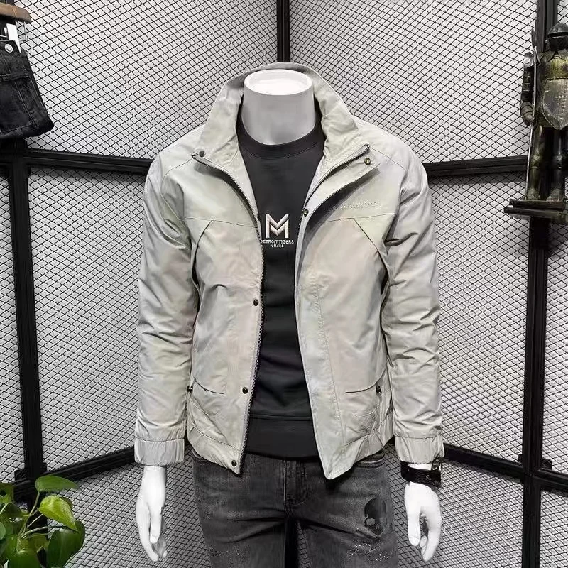 

Мужская куртка 2023 New Sle, весенне-осенняя, приталенная, с принтом, воротником-стойкой, повседневная верхняя одежда Haome, молодежный тренд с длинными рукавами