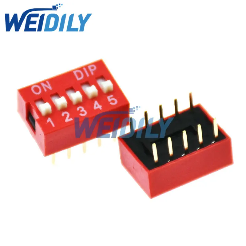 35PCS Dip Switch Kit In Box 1 2 3 4 5 6 8 Way 2.54mm Toggle Switch Red Snap Switches Mixed Kit Each 5PCS Combination Set