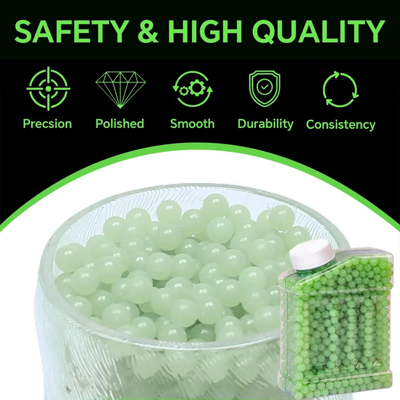 

2W 6mm Fluorescent Airsoft BB Pellets Glow in The Dark Plastic Balls for Airsoft Gun Rifle Shooting Game
