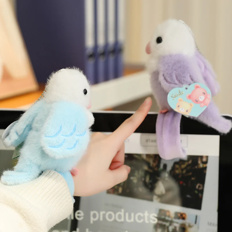 愛らしいオウムのクラップサークルおもちゃふわふわキーチェーンキーリングアクセサリーバックパック、誕生日やホリデーギフト、子供や友人へ