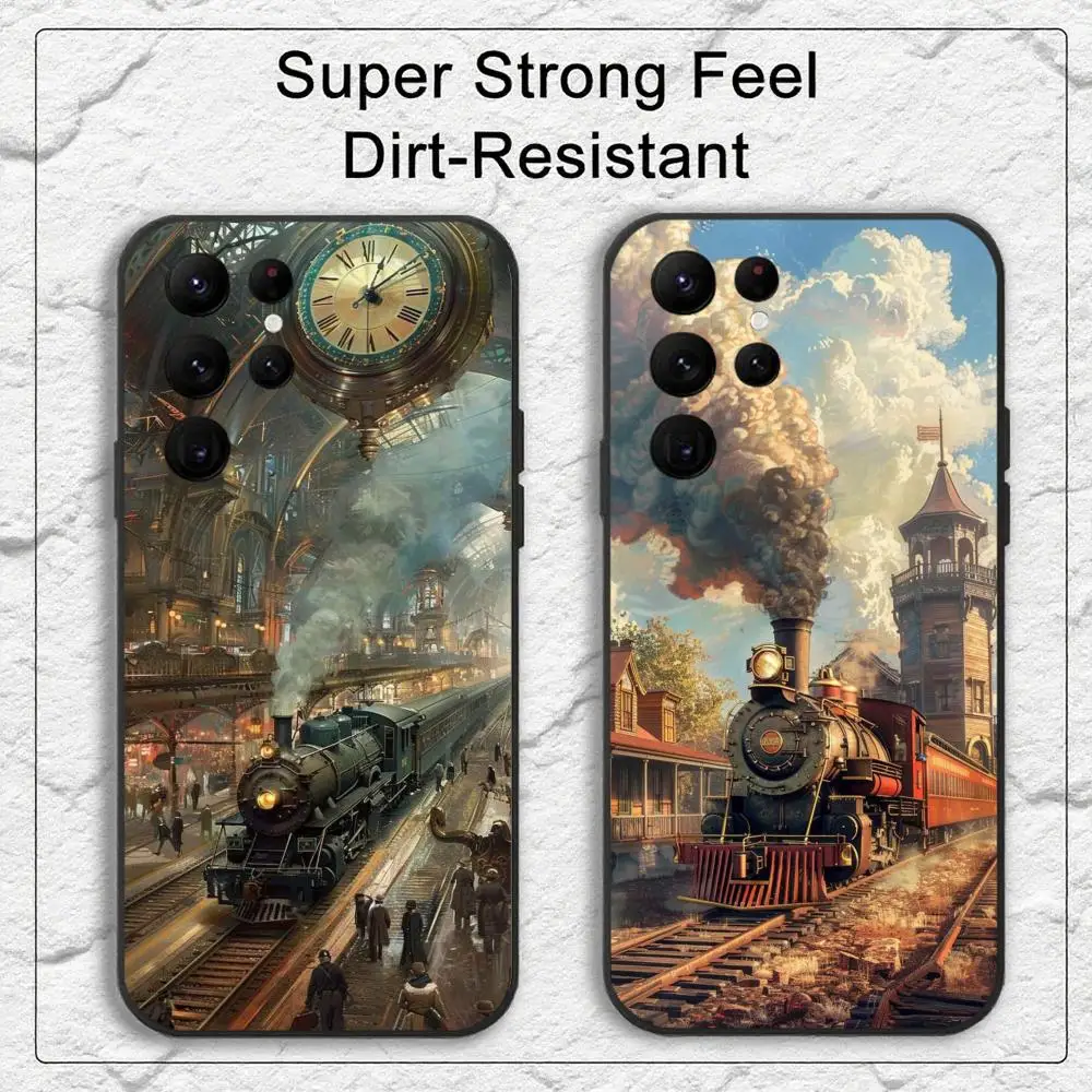 Steam Train Railway Classic Phone Case For Samsung S Series S20 S21 S22 S23 S24 FE Plus Ultra TPU Soft To Skin-friendly Case