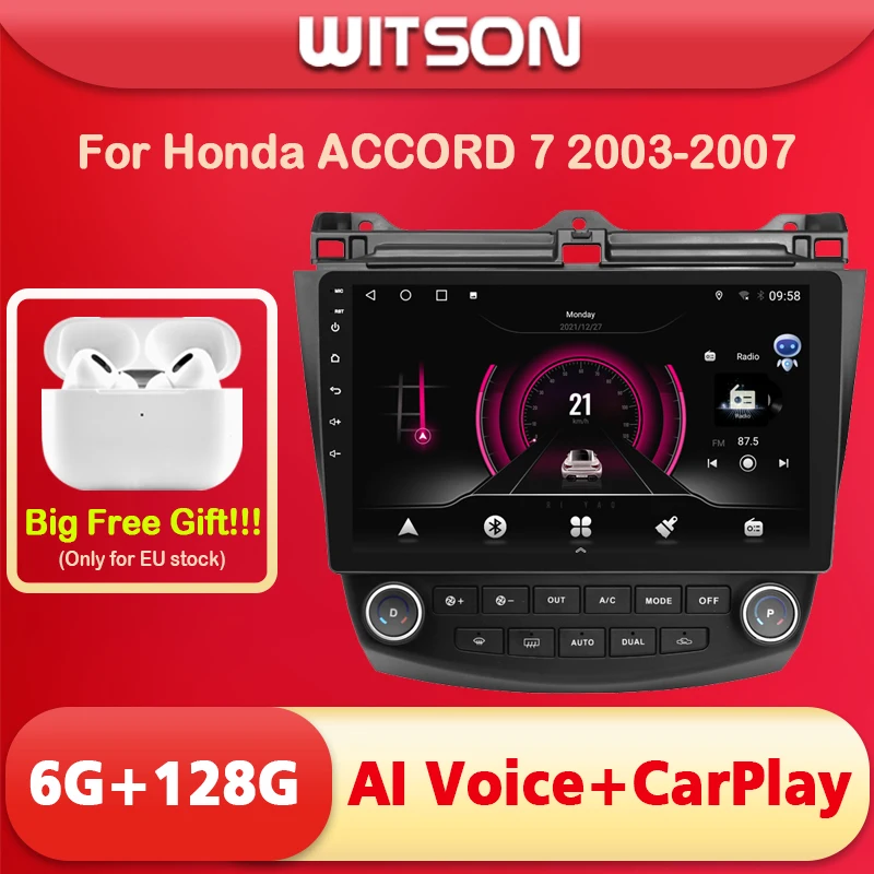 

Автомагнитола WITSON, 9 дюймов, Android 11, AI-голос, 1 Din, для HONDA ACCORD 7 2005-2008, автомобильная стерео-навигация