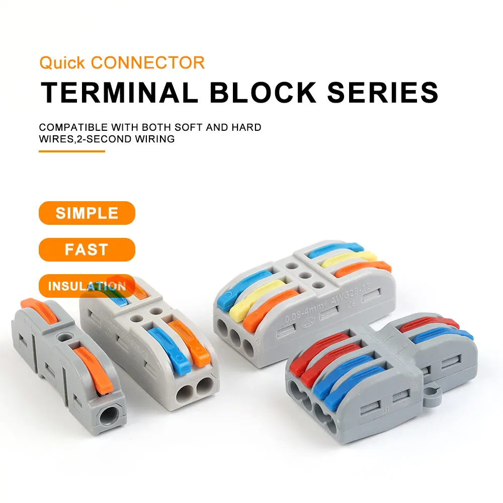 1 in multiple out Quick Wiring Connector Universal Splitter wiring cable Push-in Can Combined Butt Home Terminal Block SPL 222