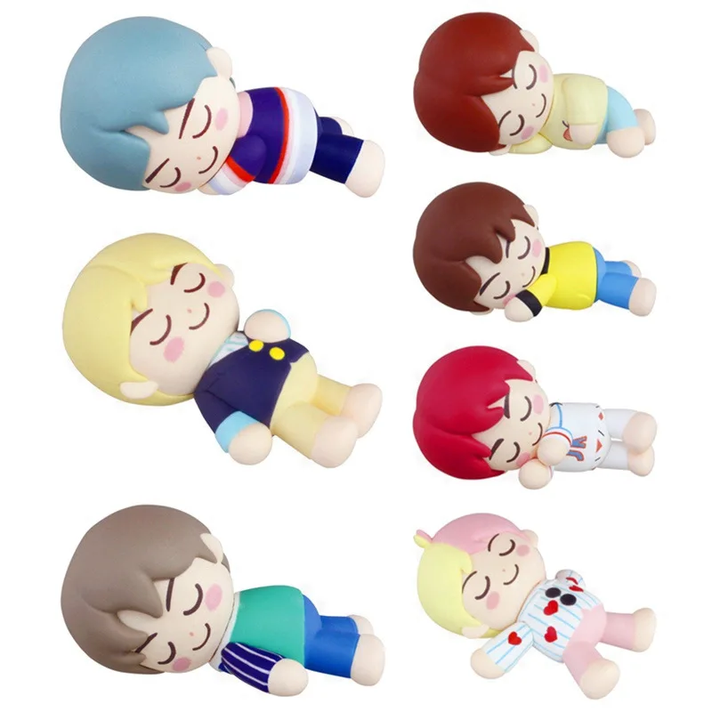 7PCS Schlaf Bangtan Boys Gruppen Rm Jin Suga Jhope Jimin V Jungkook Puppe Modell Spielzeug Action Figure Star Idol Armee geschenk