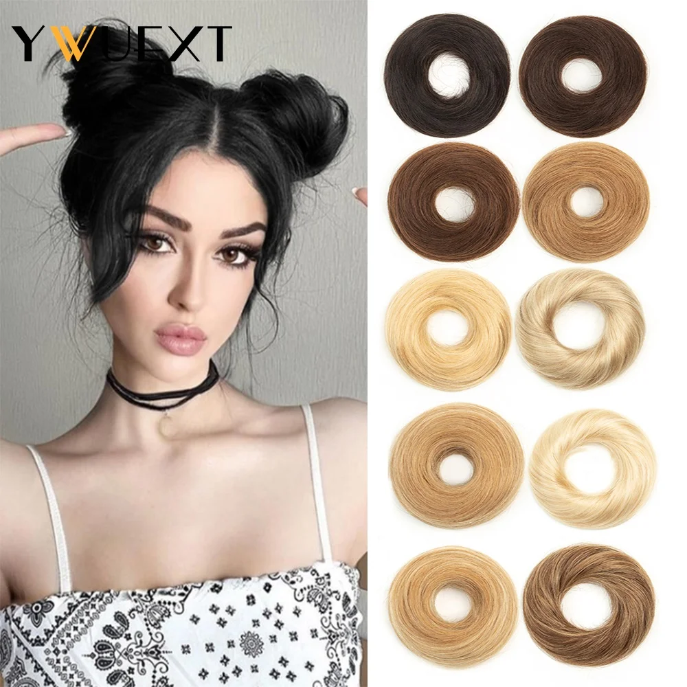 Elegant Drawstring Hair Bun Extensions for Women - 30g Remy Natural Human Hair Chignon Hairpiece, Easy to Wear