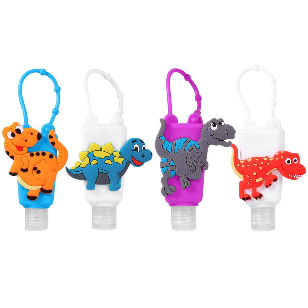 

4 Pcs Keychain Carrier Cartoon Pattern 30ml Hand Silicone Case Travel Bottles Empty Dispense