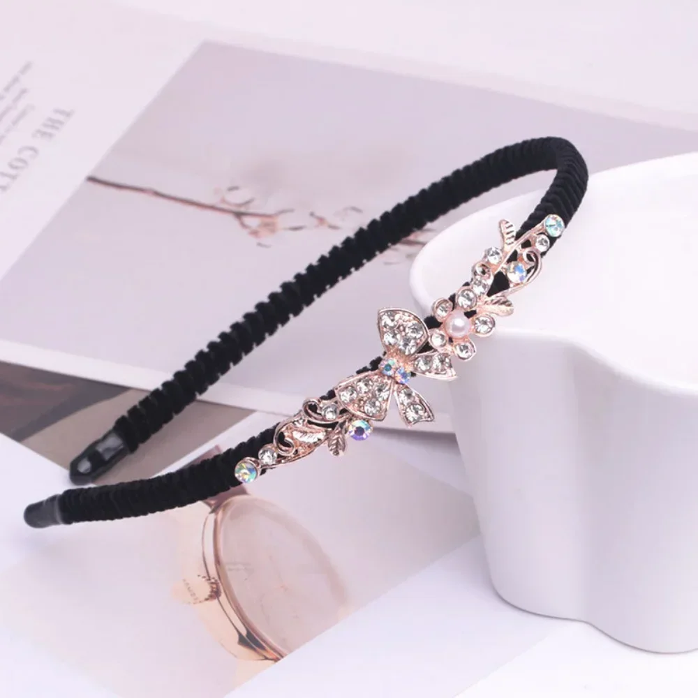 Korean Crystal Vintage Bezel Headwear Women Headband Girls Vintage Hair Bands Hairband Hoop for Wedding Party Hair Accessories