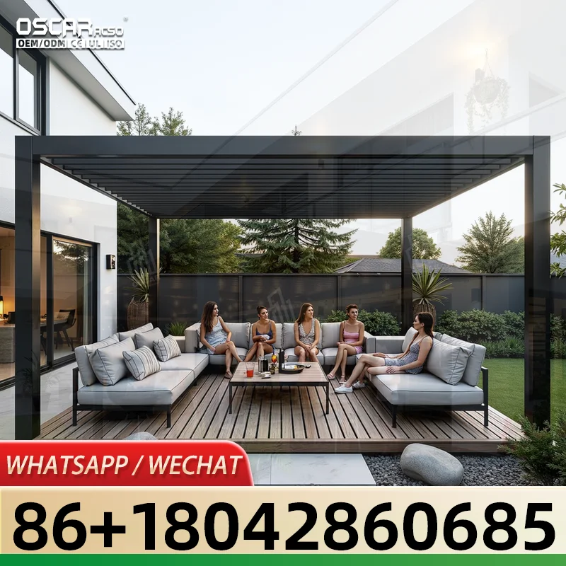 Aluminum Outdoor Retractable Canopy for Pool Garden Patio Grape Trellis Gazebo pergola