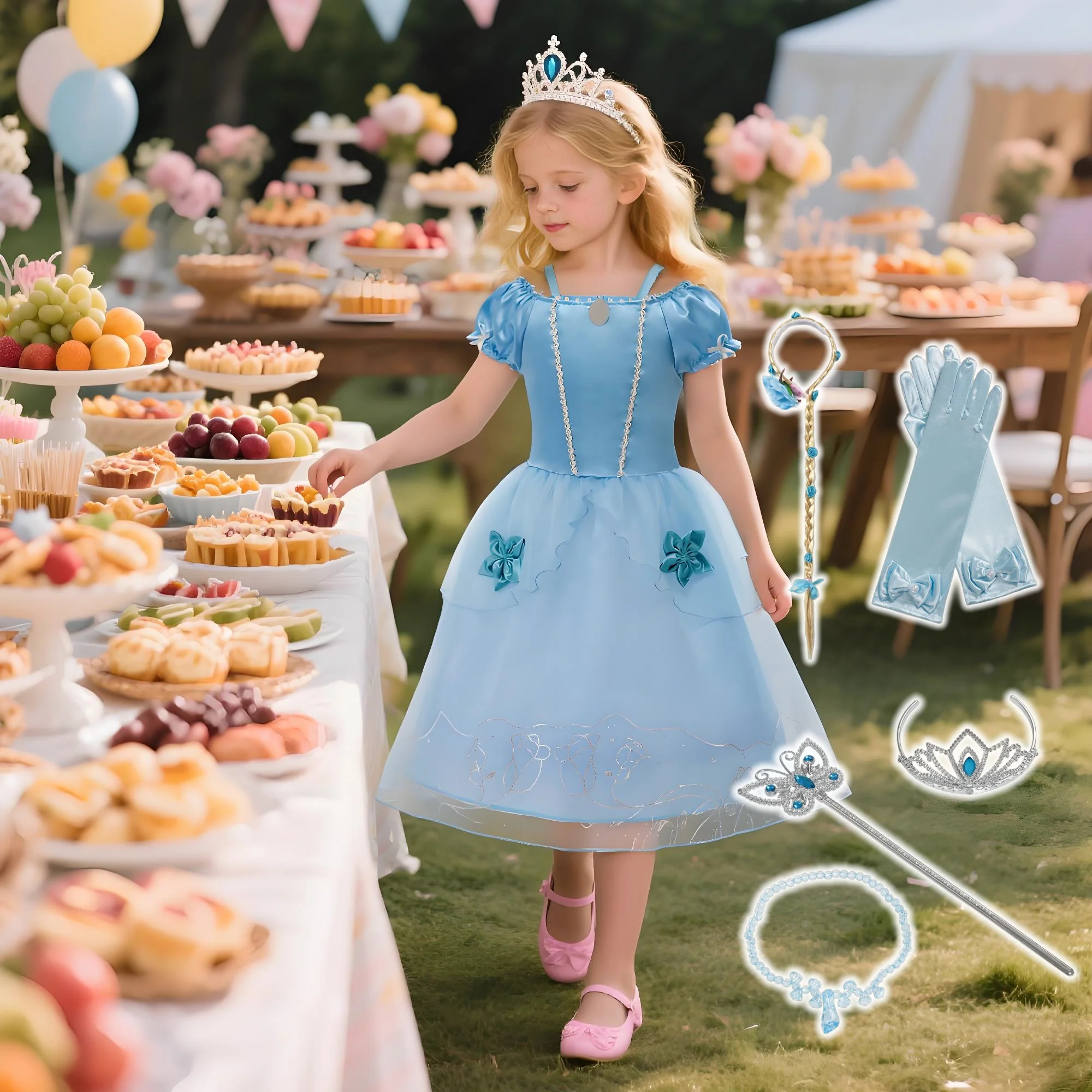 

2025 New Sequins Fantasy Princess Dress Cinderella Cosplay Costume Kids Clothes For Girls Birthday Party Ball Gown 2-10 Years