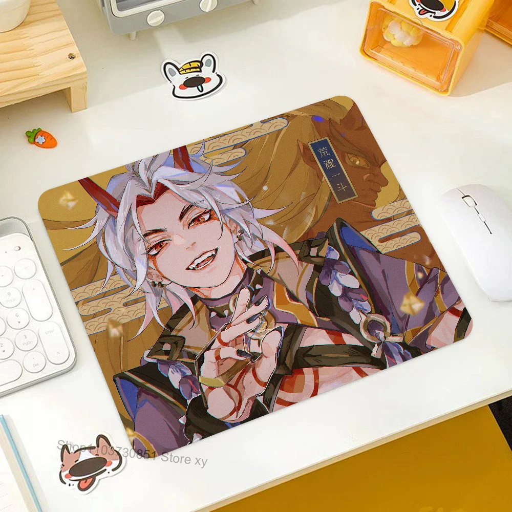 Arataki Itto Genshin Impact Mousepad RGB Small Size Gaming Mouse Pad With LED Light Desk Mat Super Smooth Non-slip Rubber