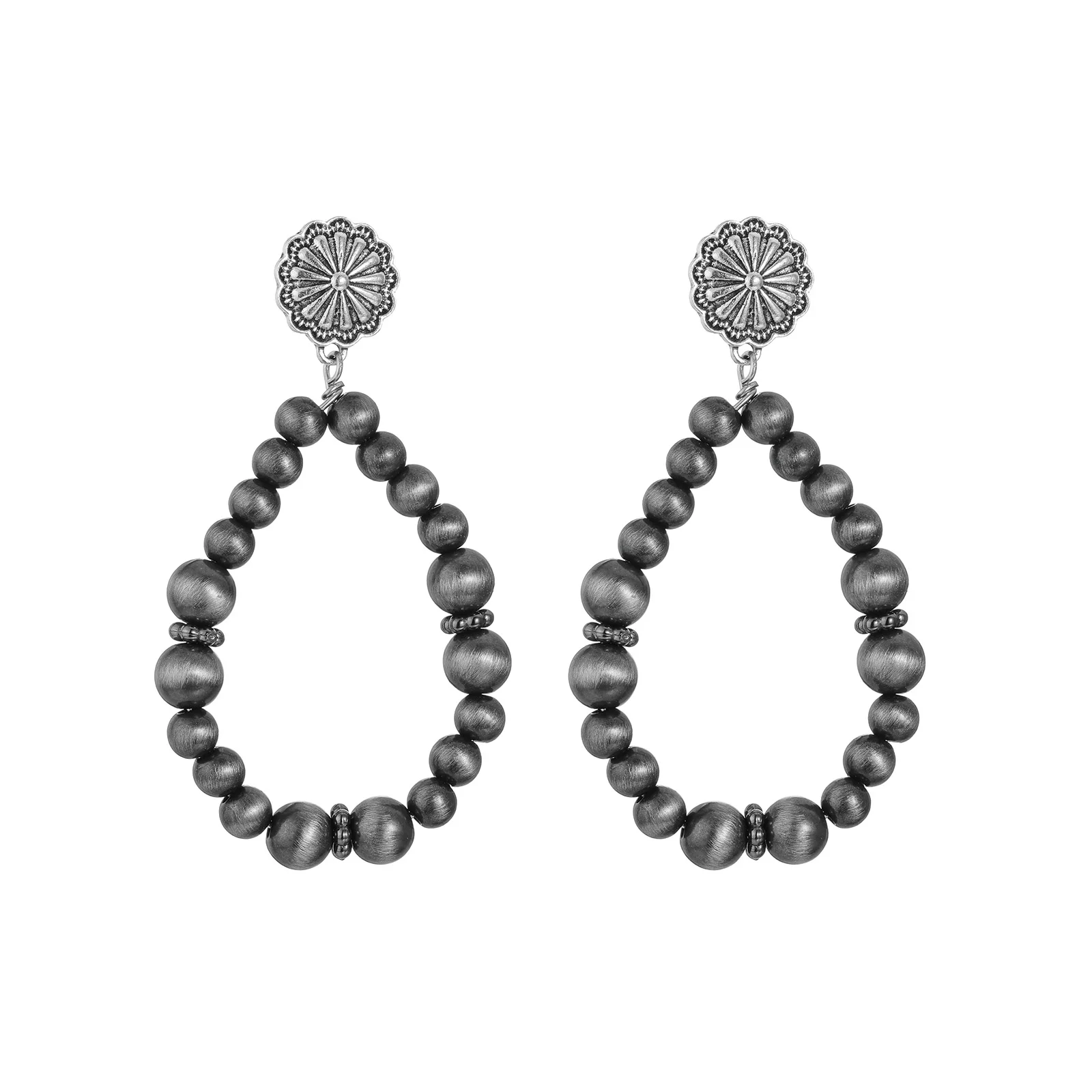 Bohemian style brushed CCB bead bead water droplet ring Navojo bead women's earrings fashionable and versatile