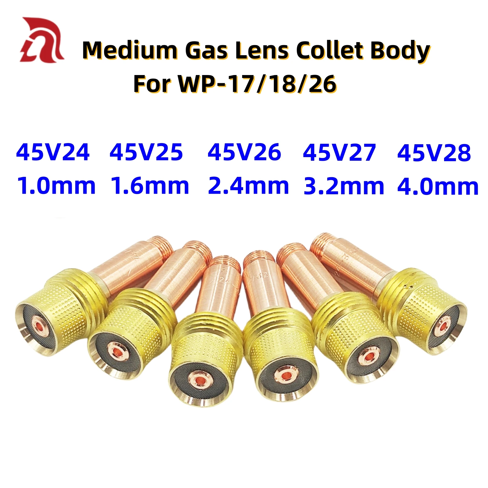 

5/10Pcs TIG Medium Gas Lens Collet Body 1.0/1.6/2.4/3.2/4.0mm 45V24 45V25 45V26 45V27 45V28 For TIG WP17/18/26 Welding Torch Kit