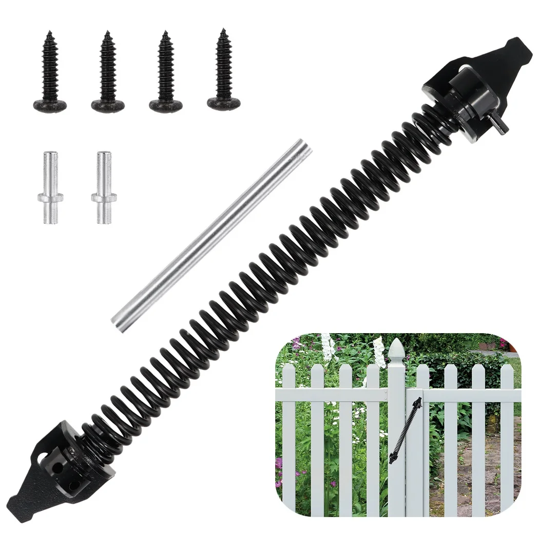 14in Self Closing Gate Spring Hardware Adjustable Spring Closure for Garden Wooden Gate Metal Stretchy Closer for Wooden Gate