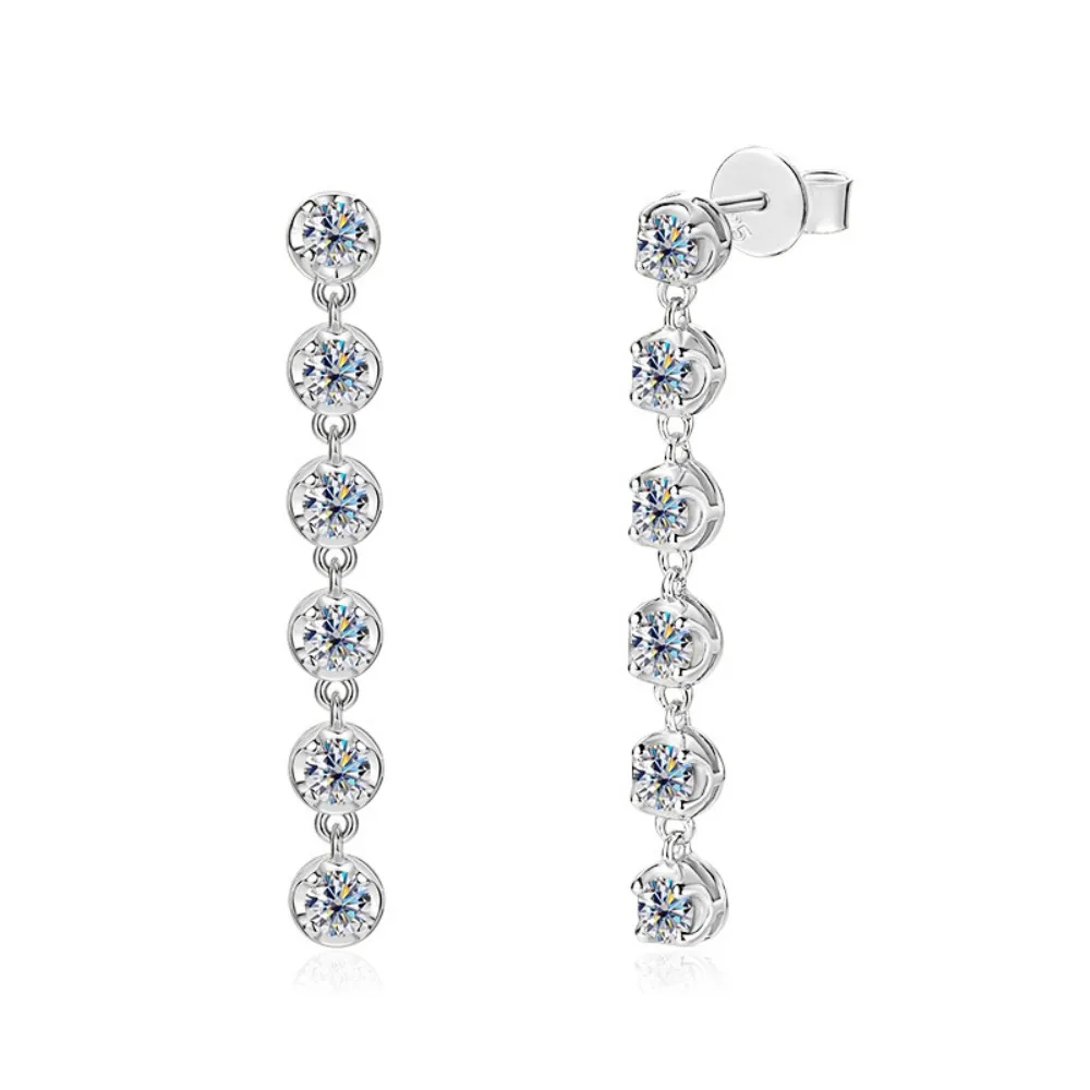 IsRainy 1.2CT D Color Moissanite Pear Drop Earrings For Women GRA Certified S925 Silver Hanging Long Strip Earrings Fine Jewelry