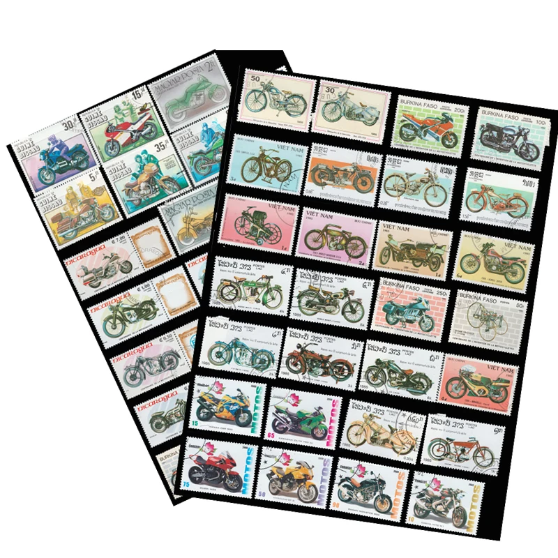 44 PCS All Different Topic Motor Bike Motorcycle Unused Postage Stamps With Post Mark For Collection