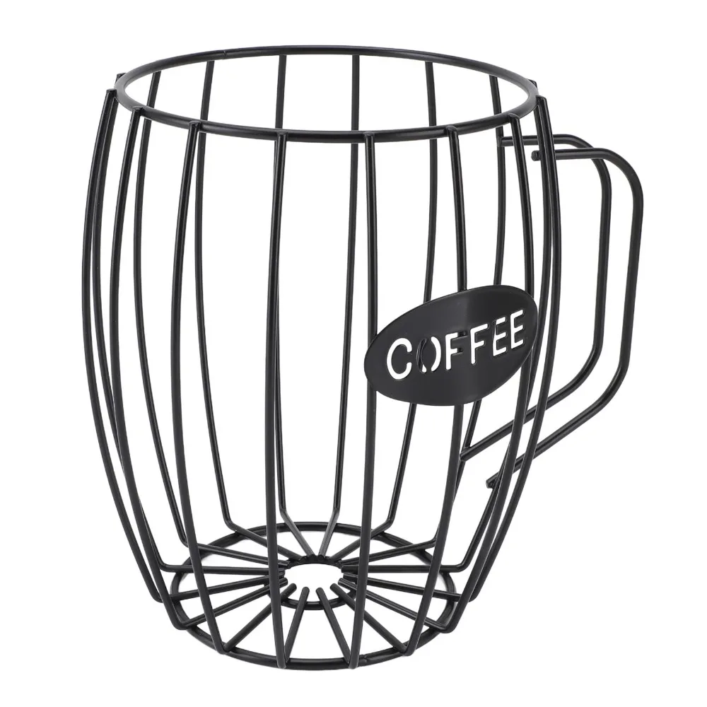 Iron Metal Construction Coffee Pod Holder Beer Cup Shaped Rust Painted Finish Pod Storage Organizer Black Color