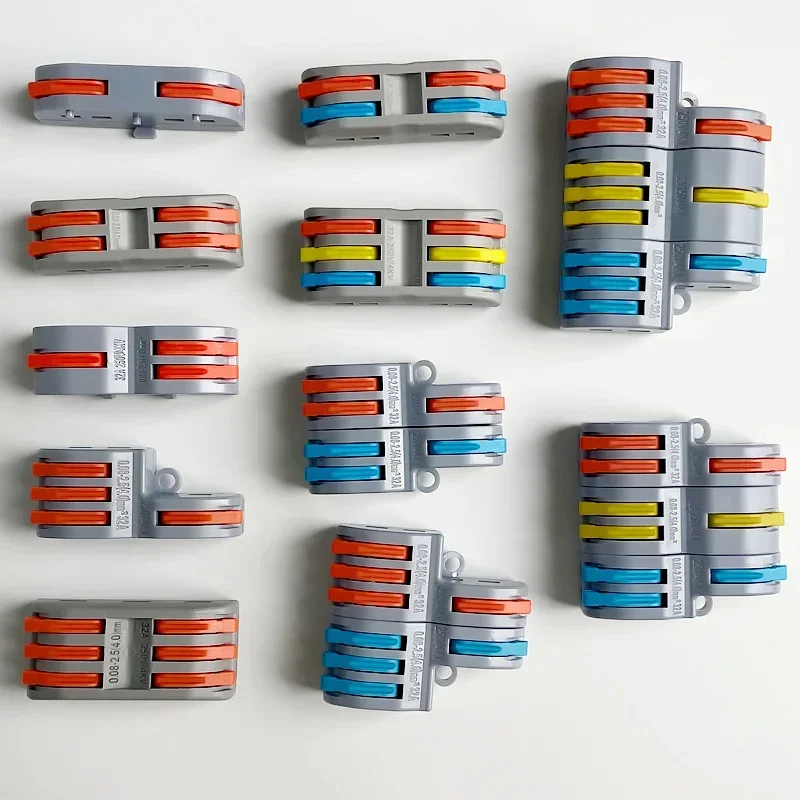 142pcs/Box Lever Wire Connector For Quick Connection 28-12 AWG 1-to-1 In-line Wire Connector Compact Splice Insulated Terminal