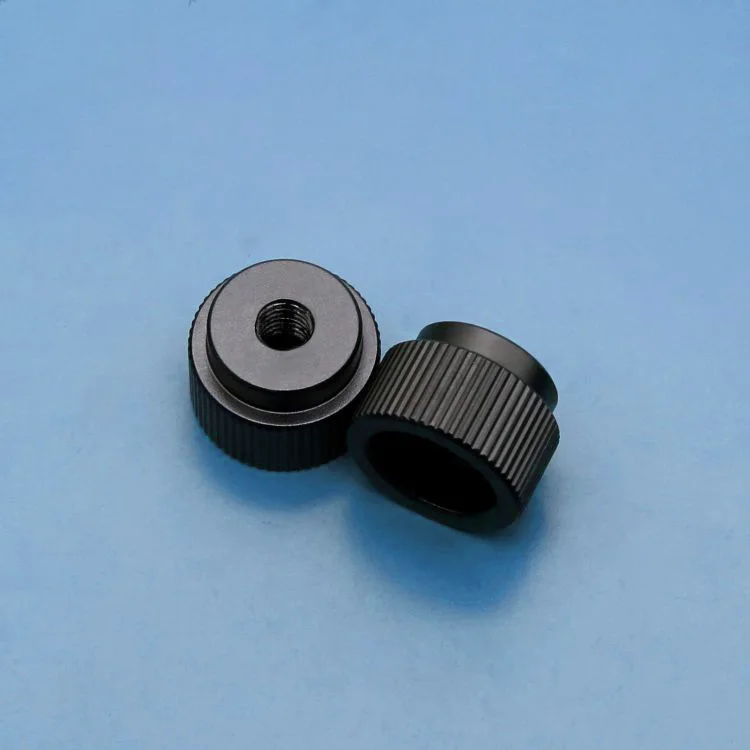 Black Aluminum Alloy Manual Knurling Fixed Knob Inner Teeth Hand Wheel Handle