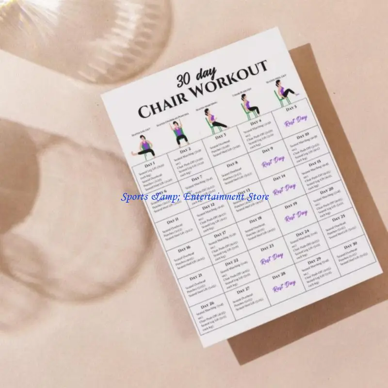 G7NF 6Pcs Chair Yoga Guide 30 Day Chair Exercises Plan Poster Yoga Seated Postures Exercise Charts For Beginners And Seniors