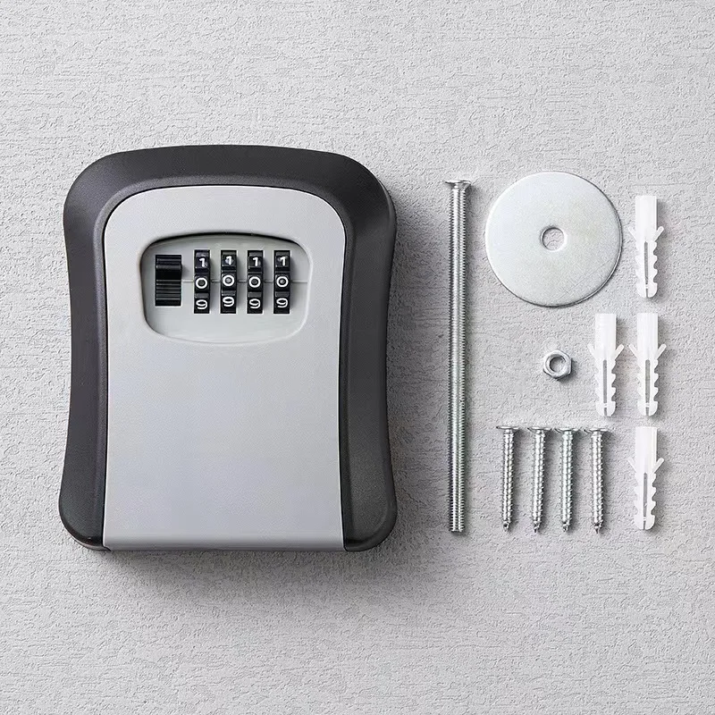 Key Keeper Combination Lock Wall Mounted Waterproof 4 Digits Passwords 5 Keys Storage Box Easy to Fix Home Or Office