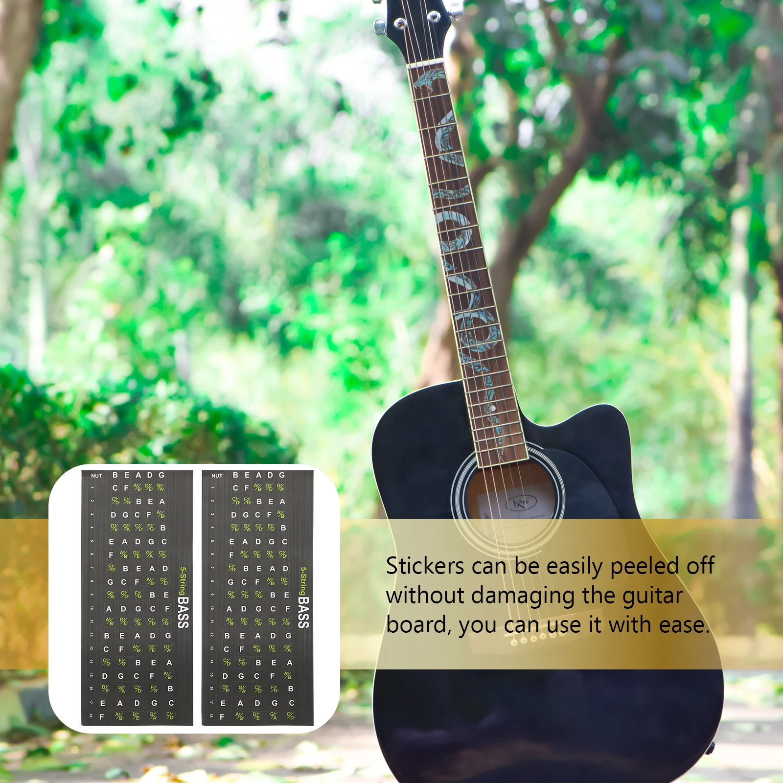 

2pcs Guitar Fretboard Stickers Bright Reusable Note Labels Folk Electric Guitar Practice Tool Fret Guide Decals Accessories