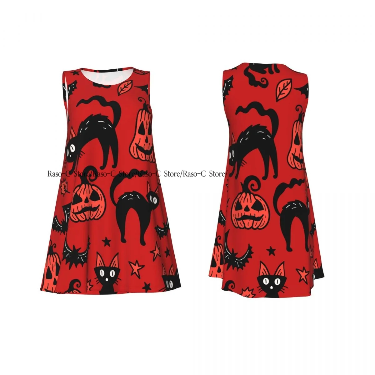 Abito da donna Mystical Cat Pumpkin Bat T-shirt casual estiva Coprispalle da spiaggia