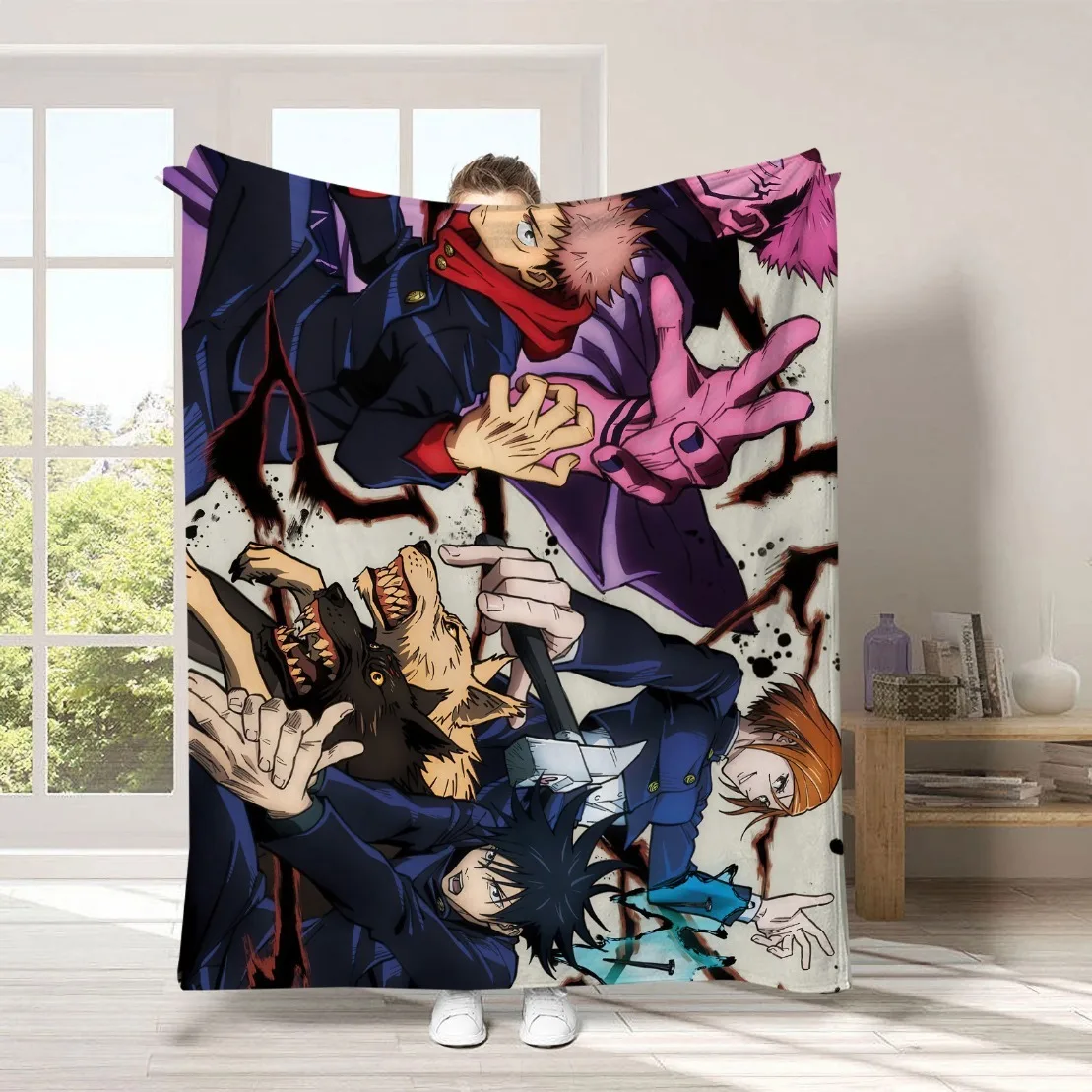 Cartoon Anime Jujutsu Kaisen Throws Blanket,3D Print Jujutsu Kaisen Blankets,Satoru Gojo Blanket for Boy Gift