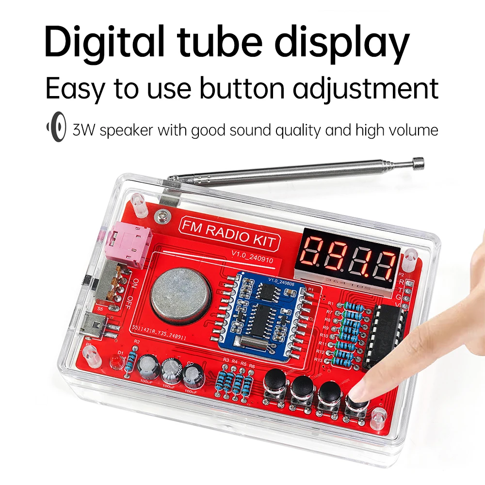  RDA5807 DIY FM Radio Electronic Kit Adjustable Frequency 87-108MHz Digital Display DIY Soldering Project Practice Solder