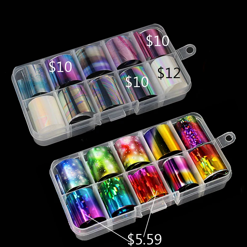 120m x 4cm Fantasy Starry Holo Nail Foils Metal Color Matte Nail Transfer Foil Slider Decals Laser Holographic Silver Foils