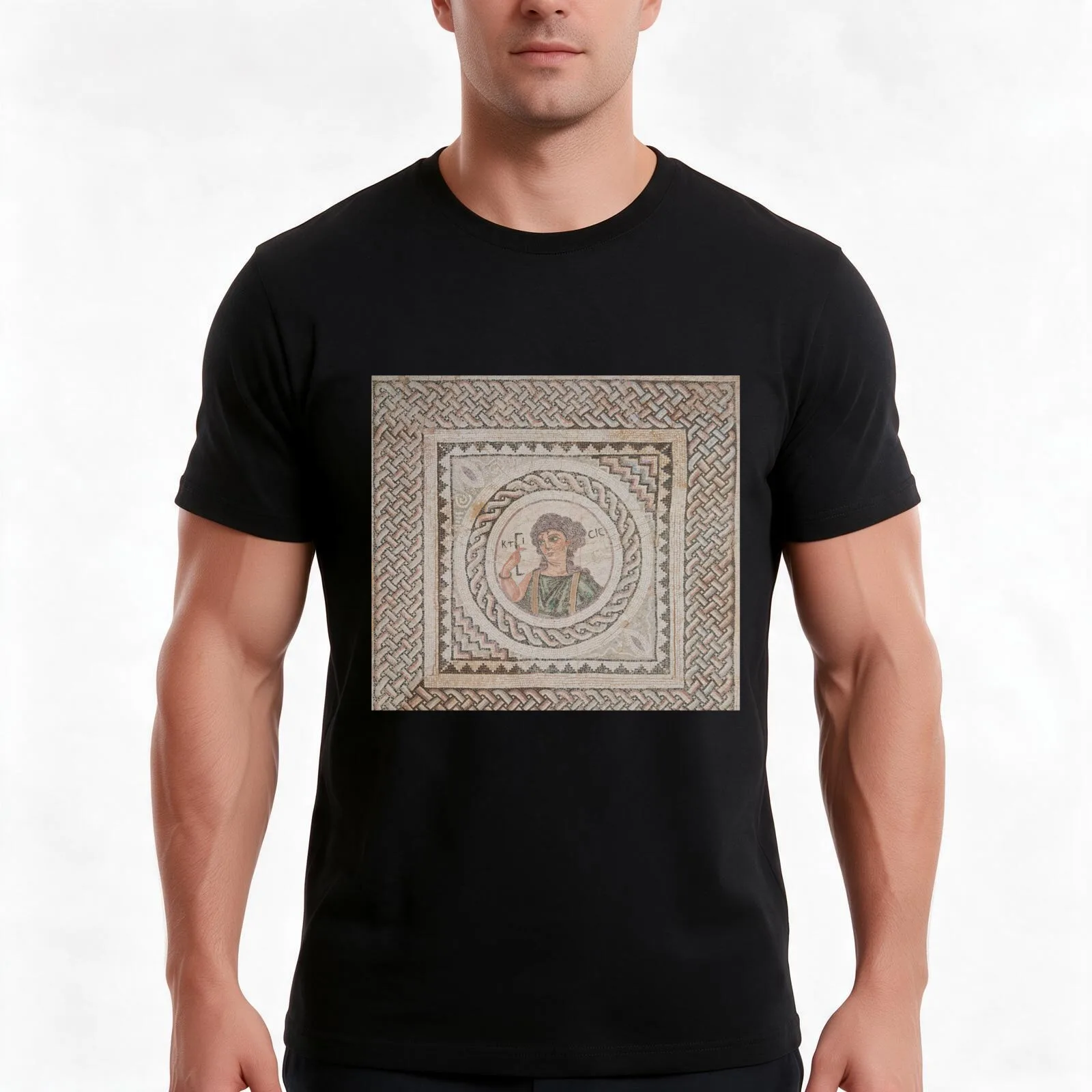 Mosaic depicting Ktisis (Creation) T-Shirt Summer Casual Cotton Tee Oversized Streetwear Tops Vintage Graphic Print