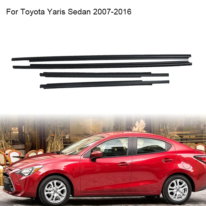 

4Pcs Window Rubber Trim For Toyota Yaris Sedan 2007-2016 4 Doors Weatherstrip Seal Strips Rubber Door Moulding 68160-0D120